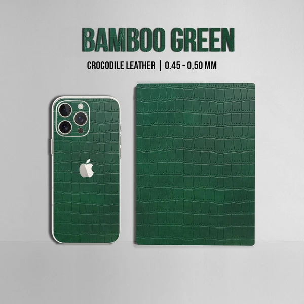 iPhone 15 Pro Max – Croc Leather Bamboo Green Skin - Afbeelding 2