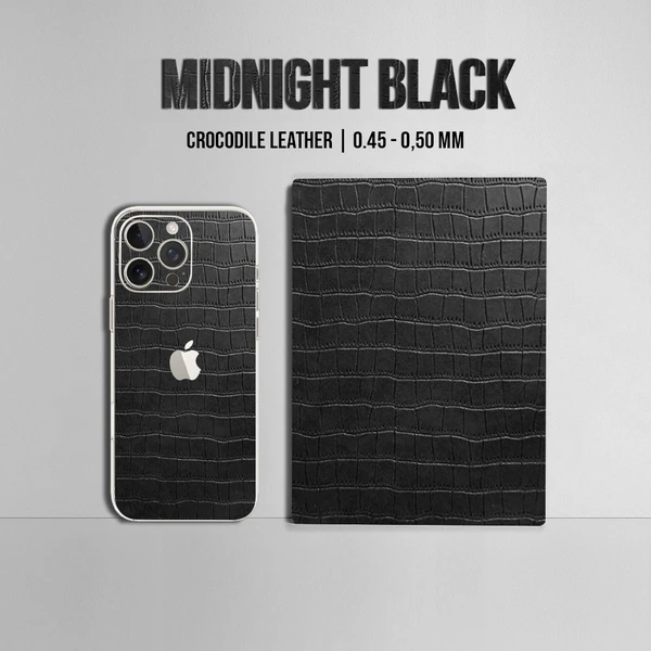 iPhone 14 Pro Max – Croc Leather Midnight Black Skin - Afbeelding 2