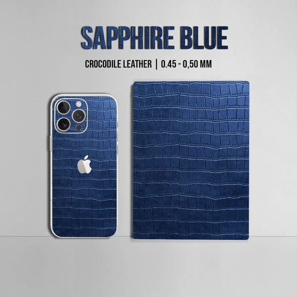 iPhone 14 Pro Max – Croc Leather Sapphire Blue Skin - Afbeelding 2