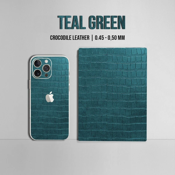 iPhone 13 Pro Max – Croc Leather Teal Green Skin - Afbeelding 2