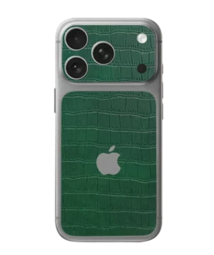 iPhone 17 Pro – Croc Leather Bamboo Green Accent Skin