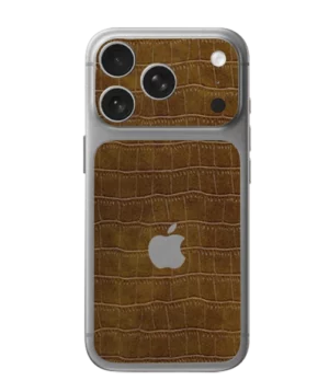 iPhone 17 Pro – Croc Leather Caramel Brown Accent Skin