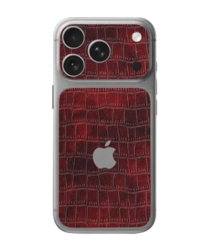 iPhone 17 Pro – Croc Leather Copper Red Accent Skin