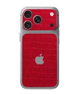 iPhone 17 Pro – Croc Leather Crimson Red Accent Skin