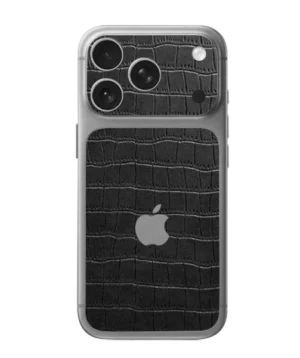iPhone 17 Pro – Croc Leather Midnight Black Accent Skin
