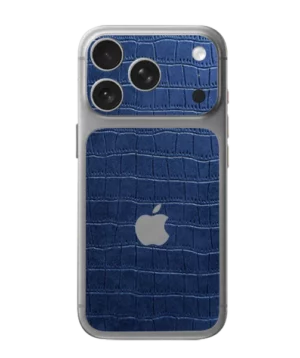 iPhone 17 Pro – Croc Leather Sapphire Blue Accent Skin