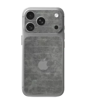 iPhone 17 Pro – Croc Leather Steel Grey Accent Skin
