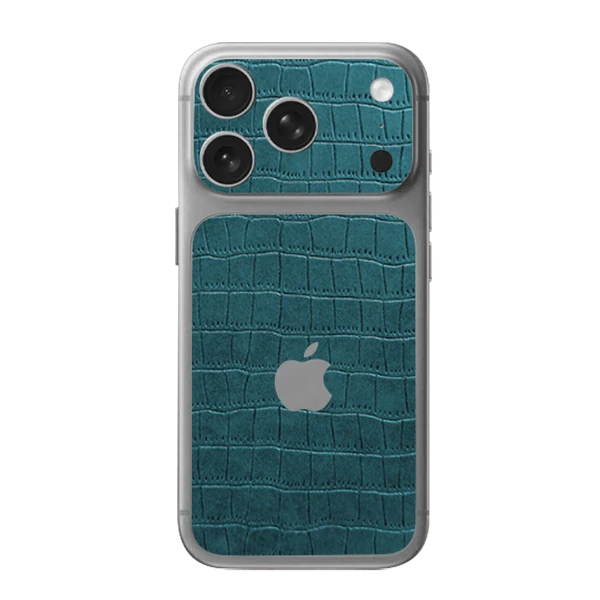 iPhone 17 Pro Max – Croc Leather Teal Green Accent Skin