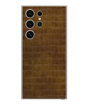 Samsung S24 Ultra – Croc Leather Caramel Brown Skin