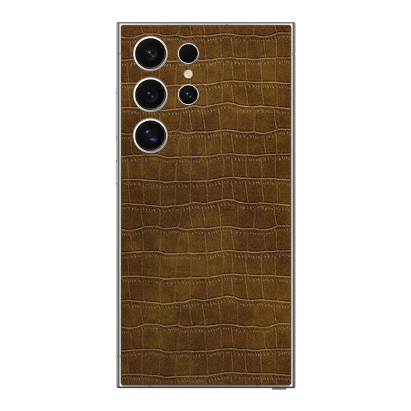 Samsung S22 Ultra – Croc Leather Caramel Brown Skin