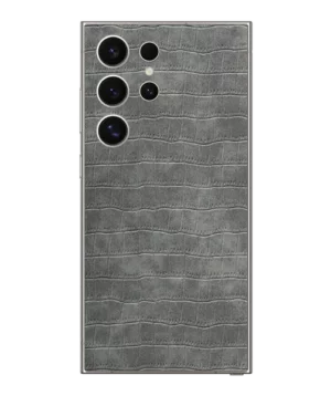 Samsung S24 Ultra – Croc Leather Steel Grey Skin