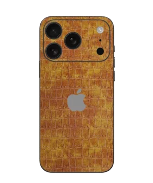 iPhone 17 Pro – Amber Tan Croc Leather Skin