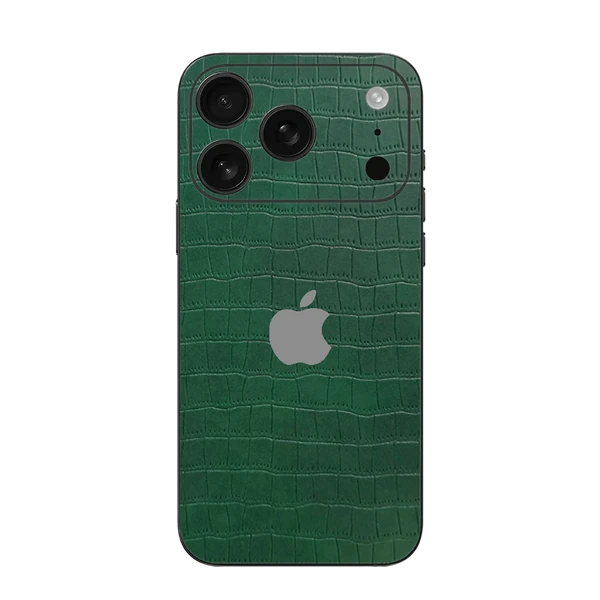 iPhone 17 Pro Max – Bamboo Green Croc Leather Skin