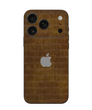 iPhone 17 Pro – Caramel Brown Croc Leather Skin