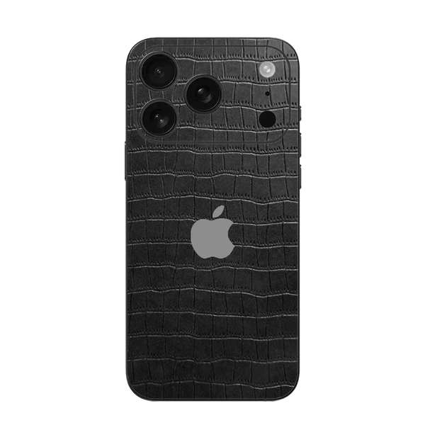 iPhone 17 Pro Max – Midnight Black Croc Leather Skin
