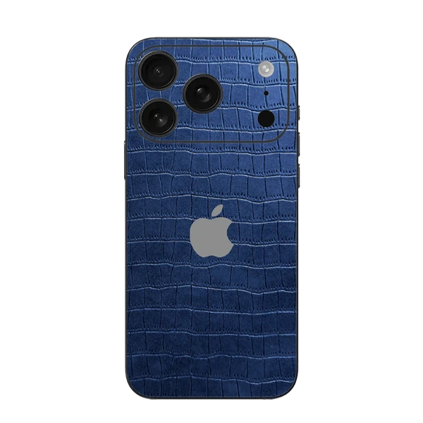 iPhone 17 Pro Max – Sapphire Blue Croc Leather Skin
