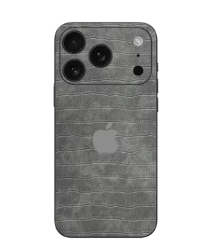 iPhone 17 Pro Max – Steel Grey Croc Leather Skin