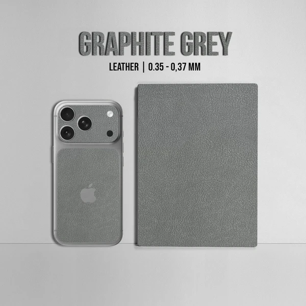 iPhone 17 Pro Max – Leather Graphite Grey Accent Skin - Afbeelding 2