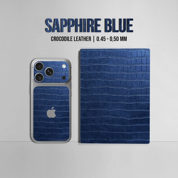 iPhone 17 Pro Max – Croc Leather Sapphire Blue Accent Skin - Afbeelding 2