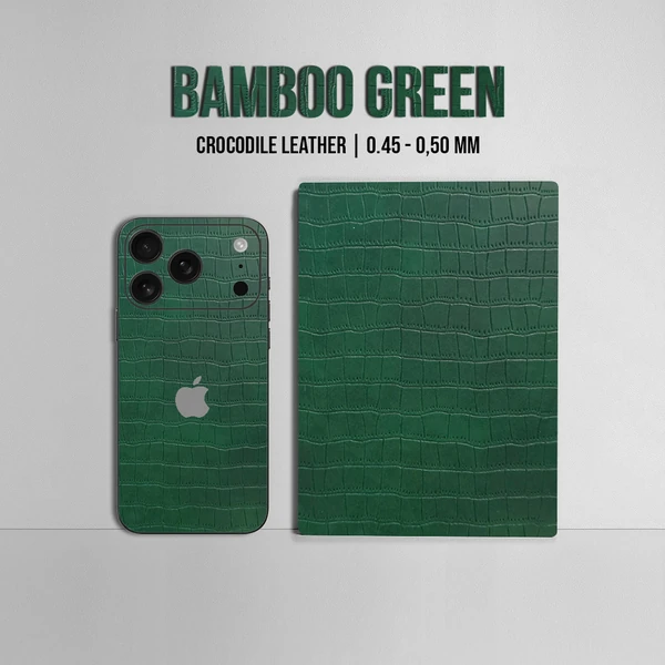 iPhone 17 Pro Max – Bamboo Green Croc Leather Skin - Afbeelding 2