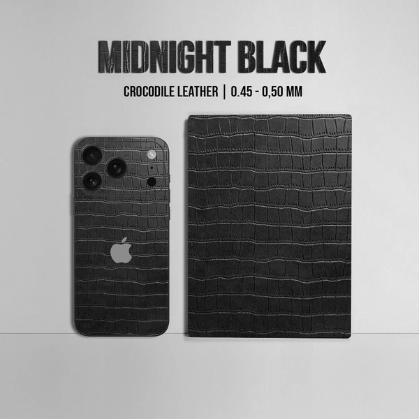 iPhone 17 Pro Max – Midnight Black Croc Leather Skin - Afbeelding 2