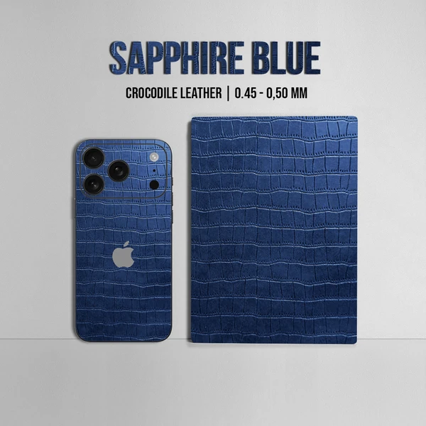 iPhone 17 Pro Max – Sapphire Blue Croc Leather Skin - Afbeelding 2
