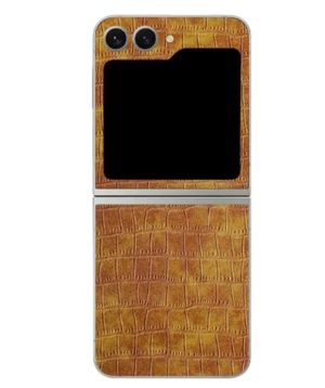 Samsung Flip 6 – Croc Leather Amber Tan Skin