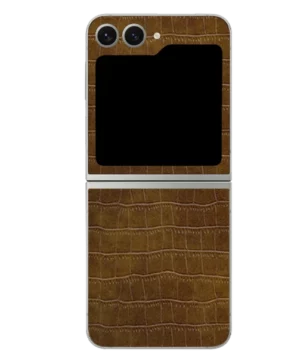 Samsung Flip 6 – Croc Leather Caramel Brown Skin