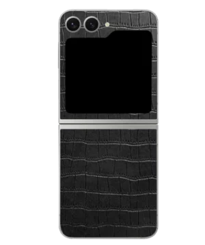 Samsung Flip 6 – Croc Leather Midnight Black Skin