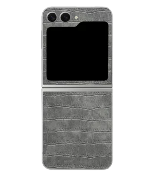 Samsung Flip 6 – Croc Leather Steel Grey Skin