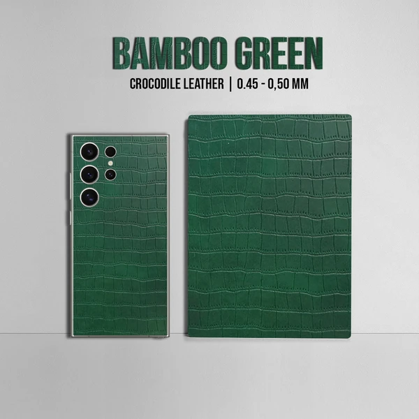 Samsung S23 Ultra – Croc Leather Bamboo Green Skin - Afbeelding 2
