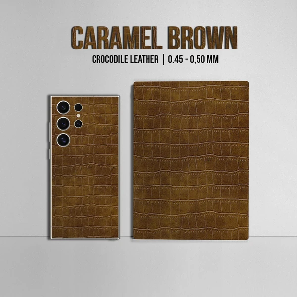 Samsung S22 Ultra – Croc Leather Caramel Brown Skin - Afbeelding 2