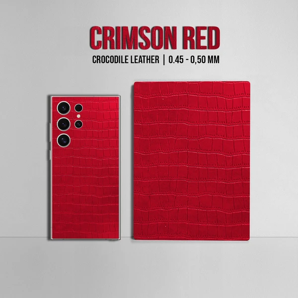 Samsung S22 Ultra – Croc Leather Crimson Red Skin - Afbeelding 2
