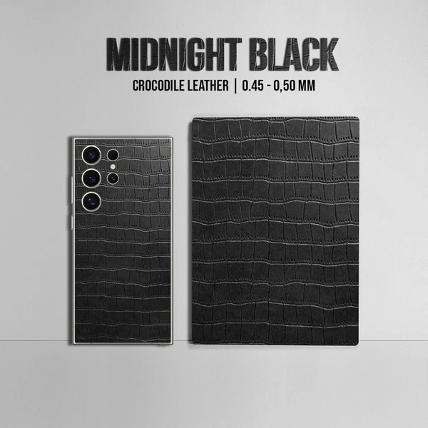 Samsung S22 Ultra – Croc Leather Midnight Black Skin - Afbeelding 2
