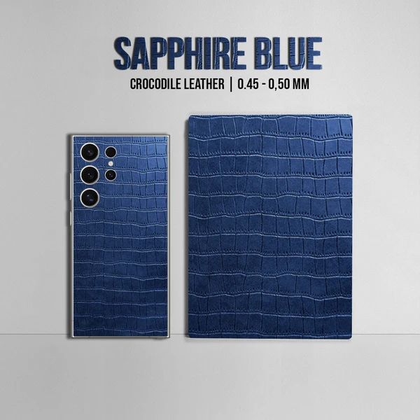Samsung S22 Ultra – Croc Leather Sapphire Blue Skin - Afbeelding 2