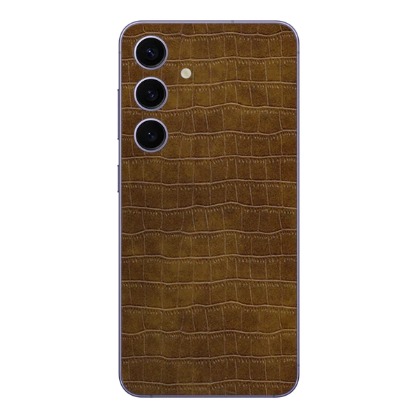 Samsung S25 Plus – Croc Leather Caramel Brown Skin