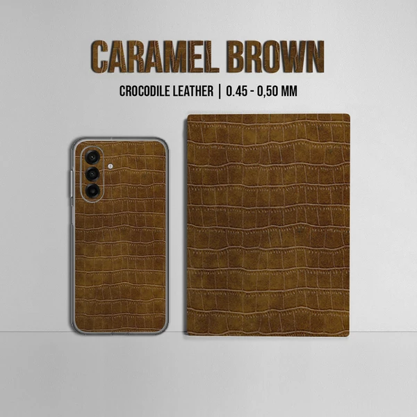 Samsung S25 Plus – Croc Leather Caramel Brown Skin - Afbeelding 2