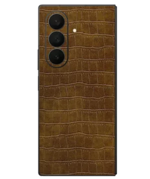 Samsung Fold 5 – Croc Leather Caramel Brown Skin