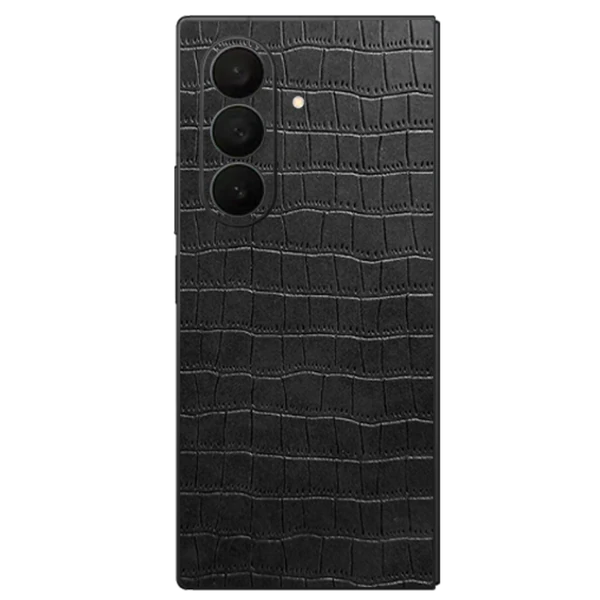 Samsung Fold 7 – Croc Leather Midnight Black Skin