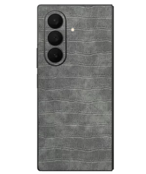 Samsung Fold 5 – Croc Leather Steel Grey Skin