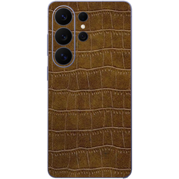 Samsung S26 Ultra – Croc Leather Caramel Brown Skin