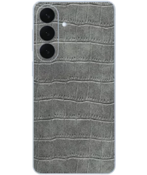 Samsung S26 Plus – Croc Leather Steel Grey Skin